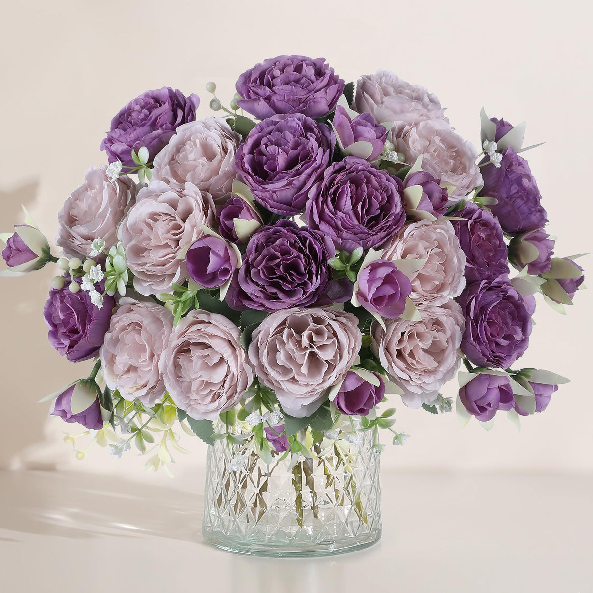 Luyue 2 Packs Pink Peonies Artificial Flowers Faux Peony Bouquet Fake Pink Flowers for Vase Silk Floral Arrangements for Table Centerpiece Wedding Decoration Indoor Home Decor
