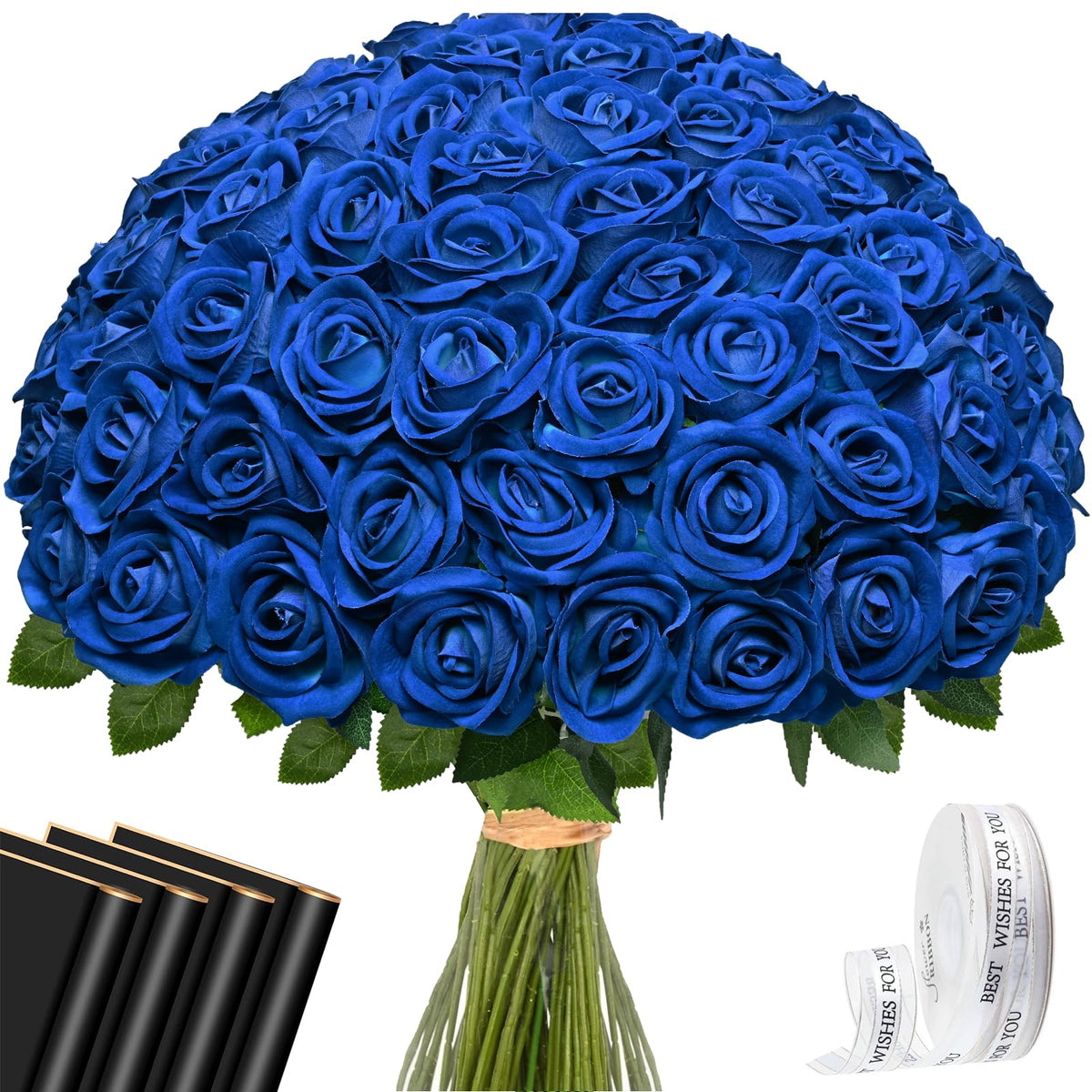 Waipfaru 50 Pcs Red Roses Artificial Flowers