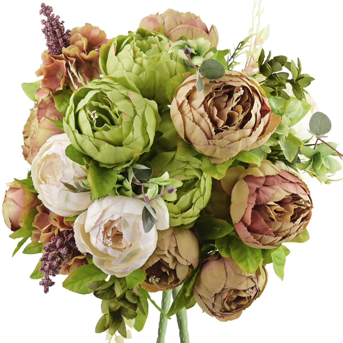 FiveSeasonStuff Artificial Peony Bouquet, Pink, Beige & Green Silk Flowers for Wedding Centerpieces, Bridal Bouquets & Home Decor – Spring Waltz