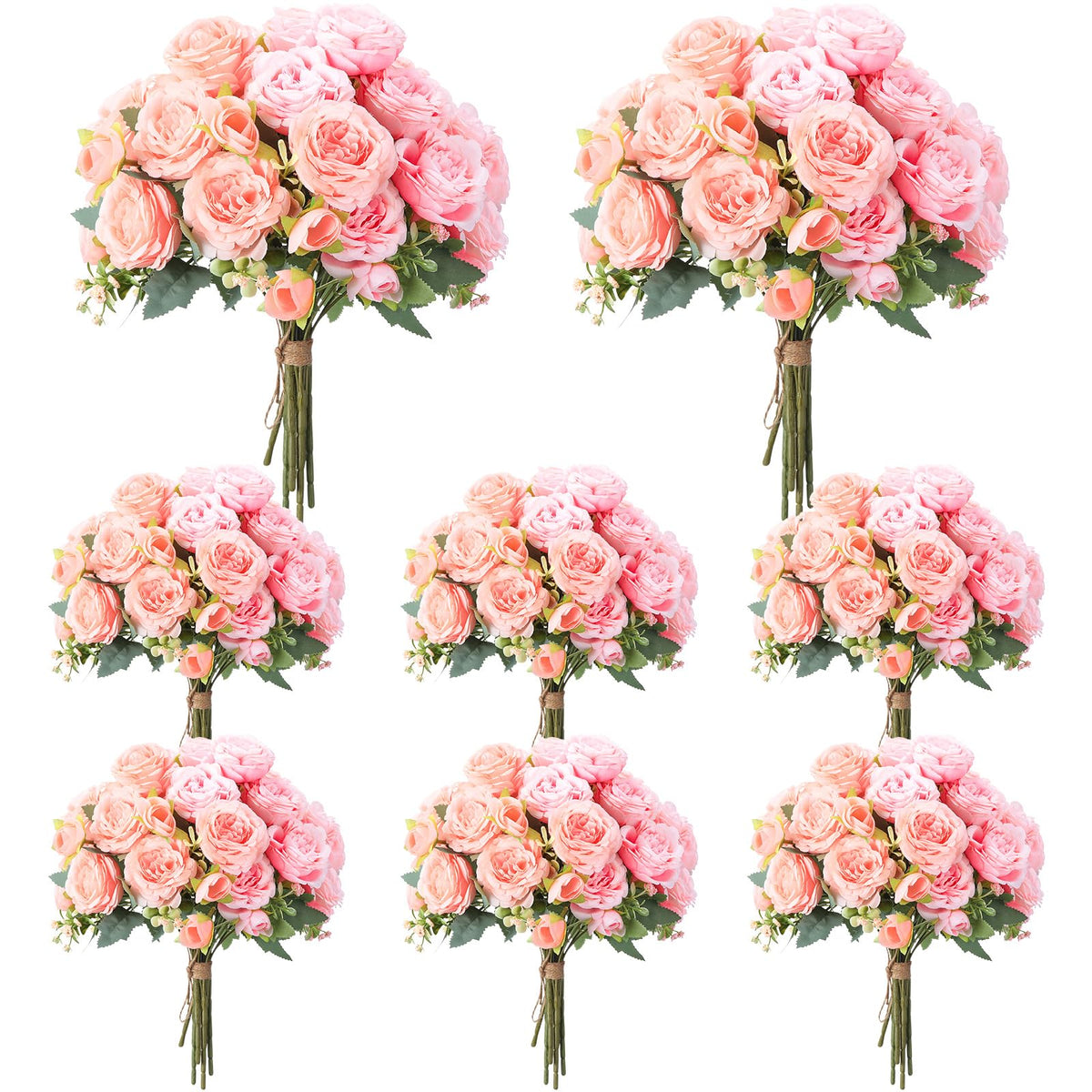 Geosar 8 Bundles Artificial Peonies Flowers,Pink, Champagne