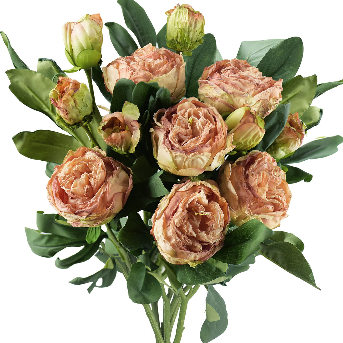 FiveSeasonStuff Artificial Peony Bouquet, Pink, Beige & Green Silk Flowers for Wedding Centerpieces, Bridal Bouquets & Home Decor – Spring Waltz