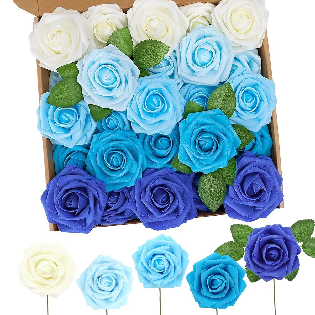 N&T NIETING Artificial Flowers 25Pcs Real Touch Fake Roses Foam Flowers with Stems for DIY Wedding Bridesmaid Bridal Bouquets Centerpieces Home Arrangement Party Tables Decoration,Series Purple