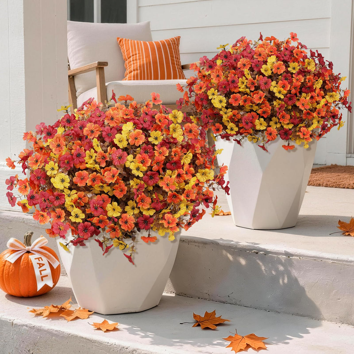INQCMY Artificial Fake Fall Plants Flowers for Outdoor Outside Decoration
