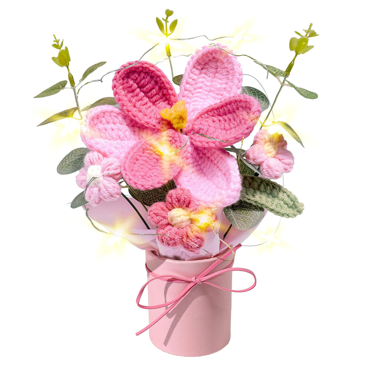Vynora Crochet Daisy Flowers Bouquet, Valentine's Day Handmade Daisy Artificial Flowers with Card for Mother's Day, Birthday, Wedding, Home Decor, Teacher's Day, Grandma Bday Gift (Yellow-1)