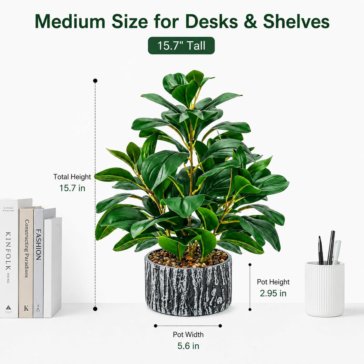 Der Rose 15.7" Small Artificial Plant Indoor for Shelf Desk Entryways Decor