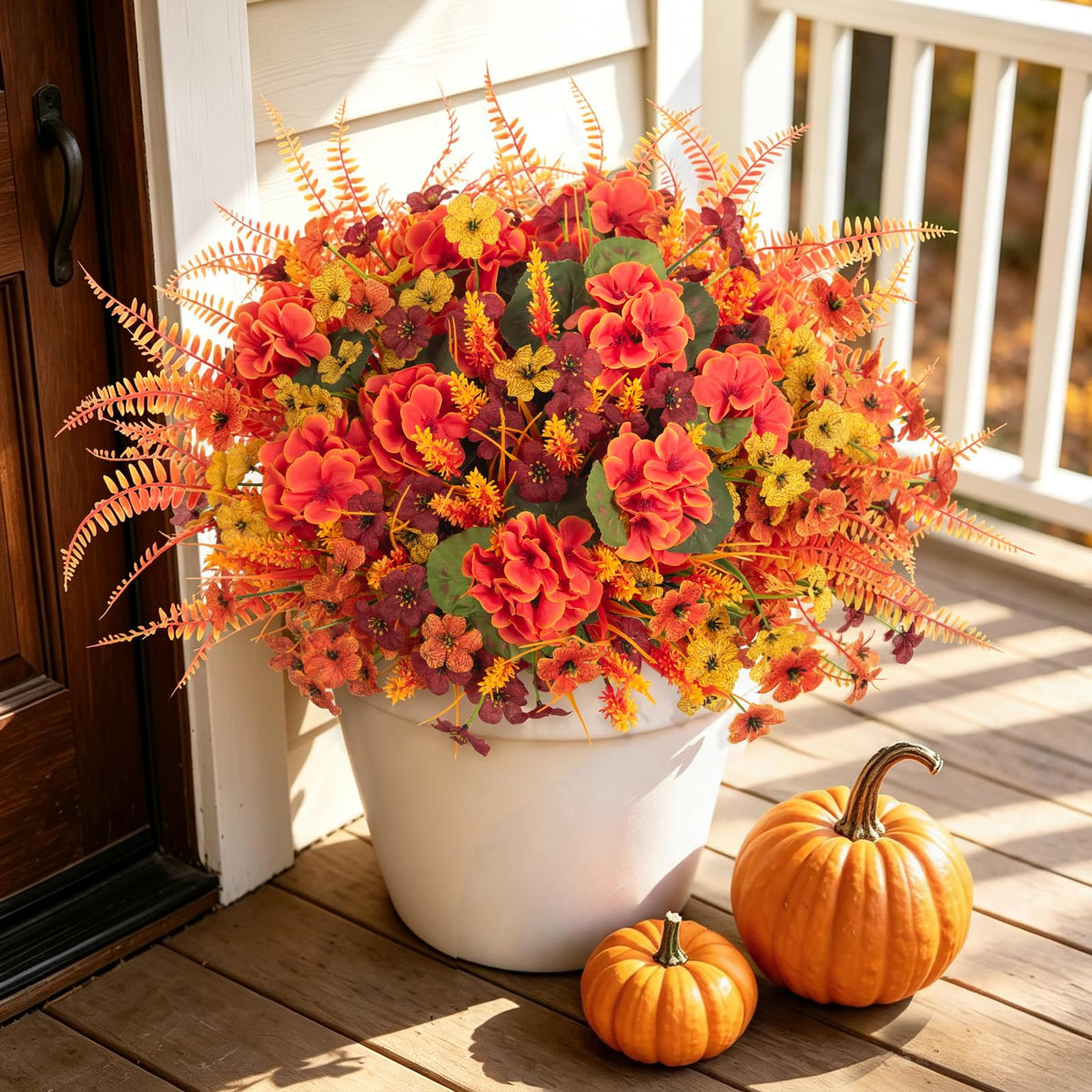 INQCMY Artificial Fake Fall Plants Flowers for Outdoor Outside Decoration
