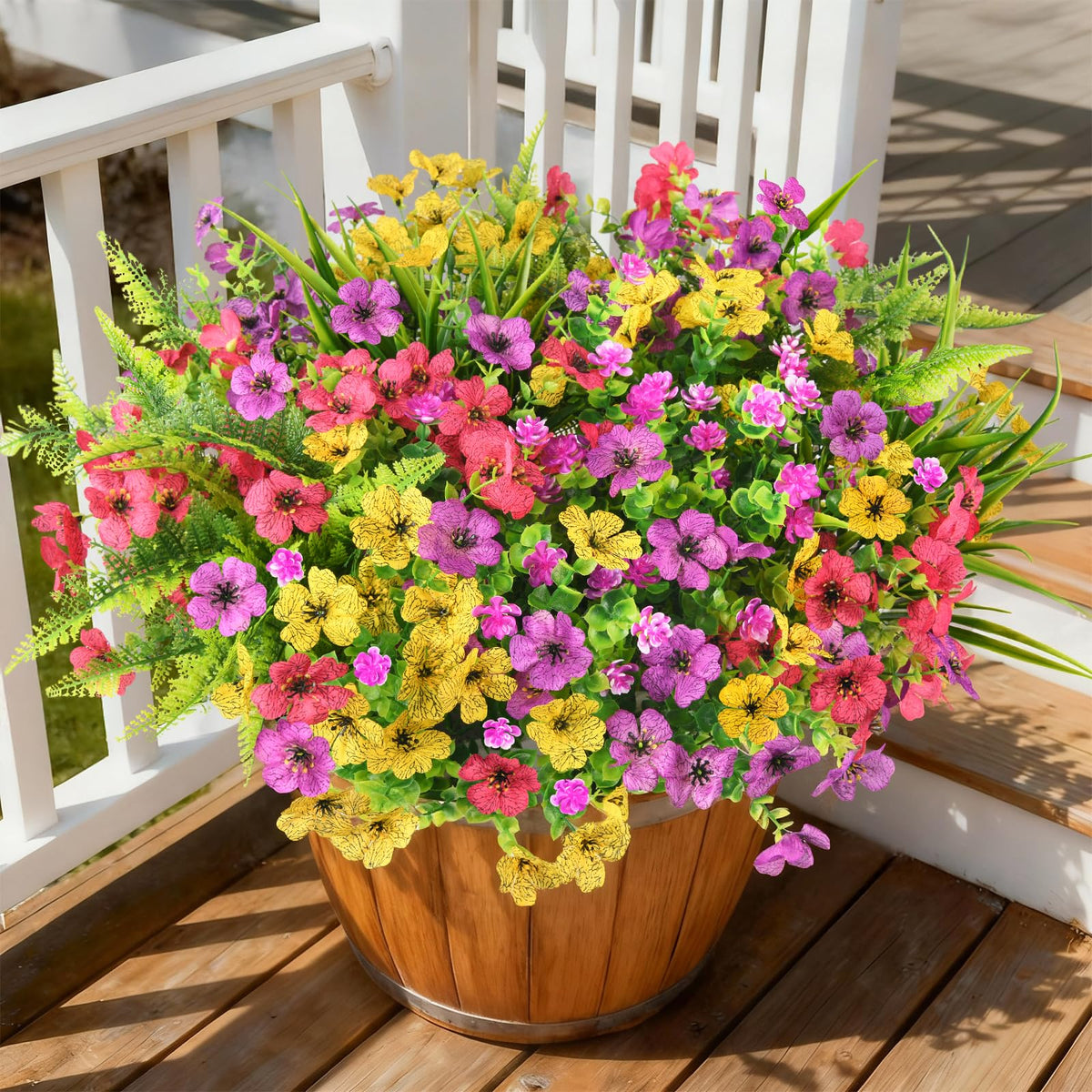 INQCMY Artificial Fake Fall Plants Flowers for Outdoor Outside Decoration