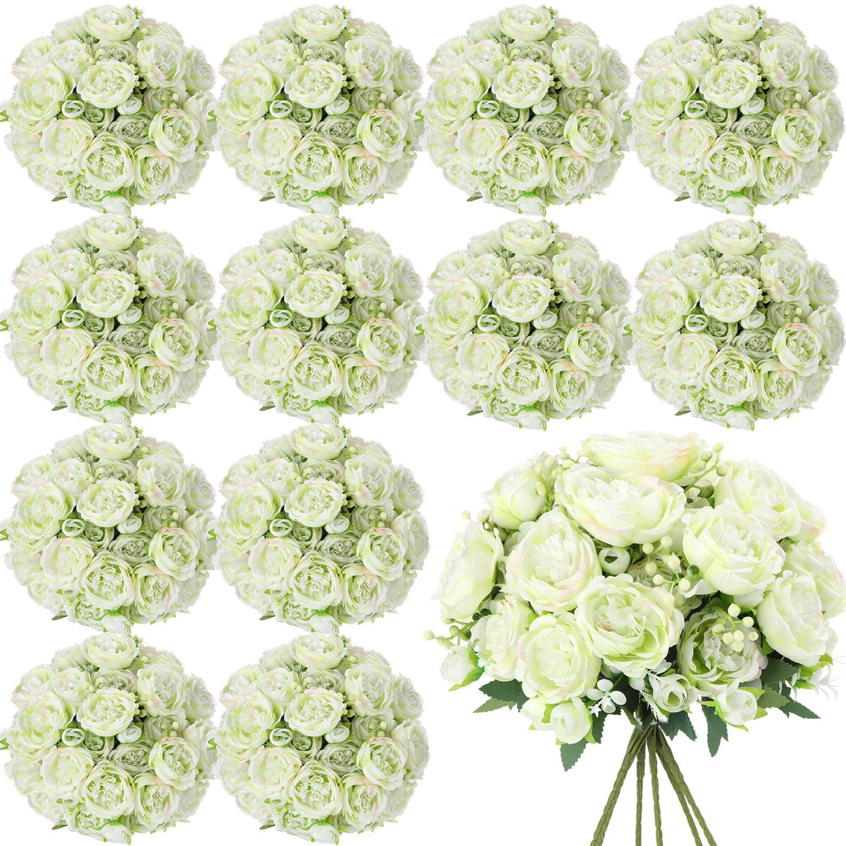 Geosar 8 Bundles Artificial Peonies Flowers,Pink, Champagne