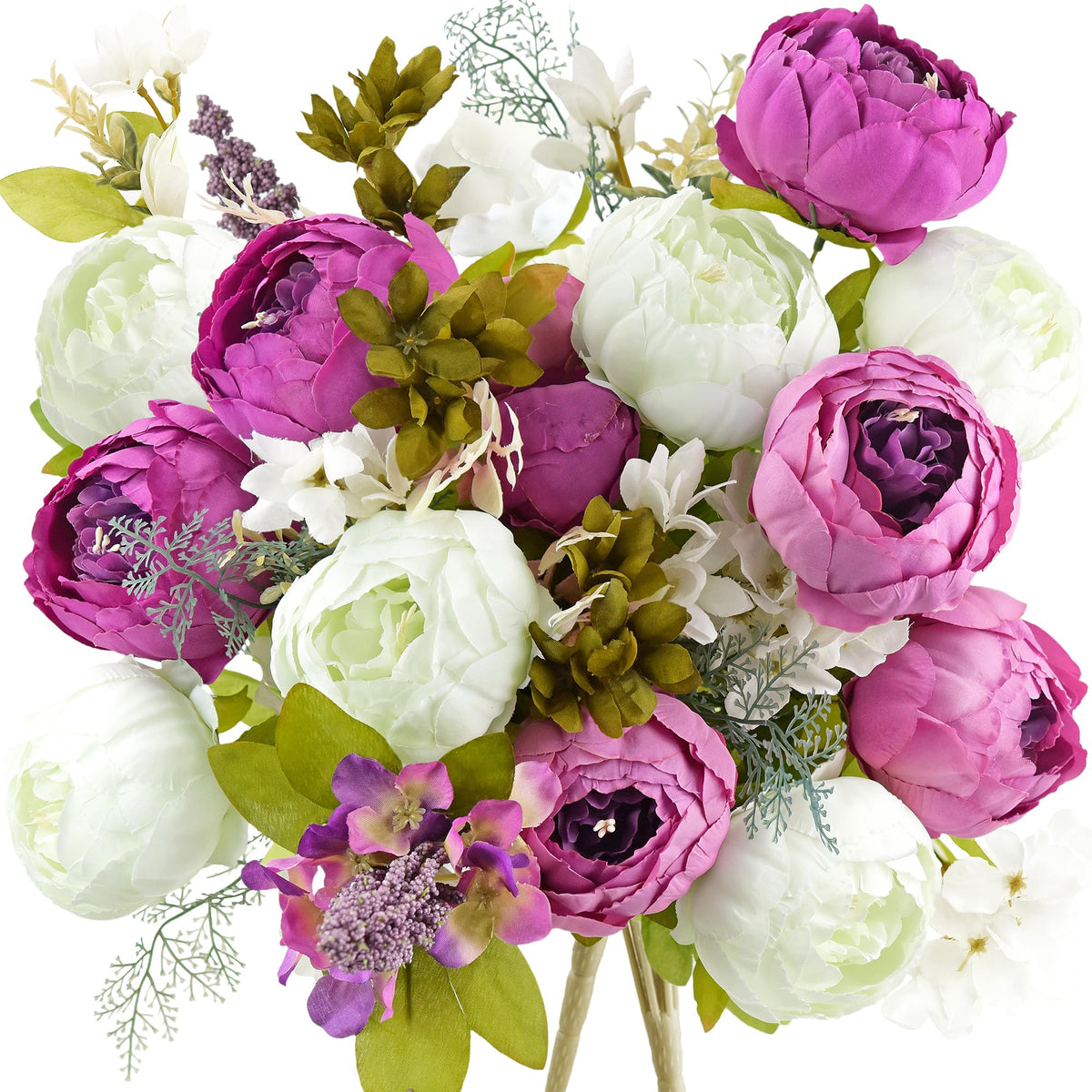 FiveSeasonStuff Artificial Peony Bouquet, Pink, Beige & Green Silk Flowers for Wedding Centerpieces, Bridal Bouquets & Home Decor – Spring Waltz