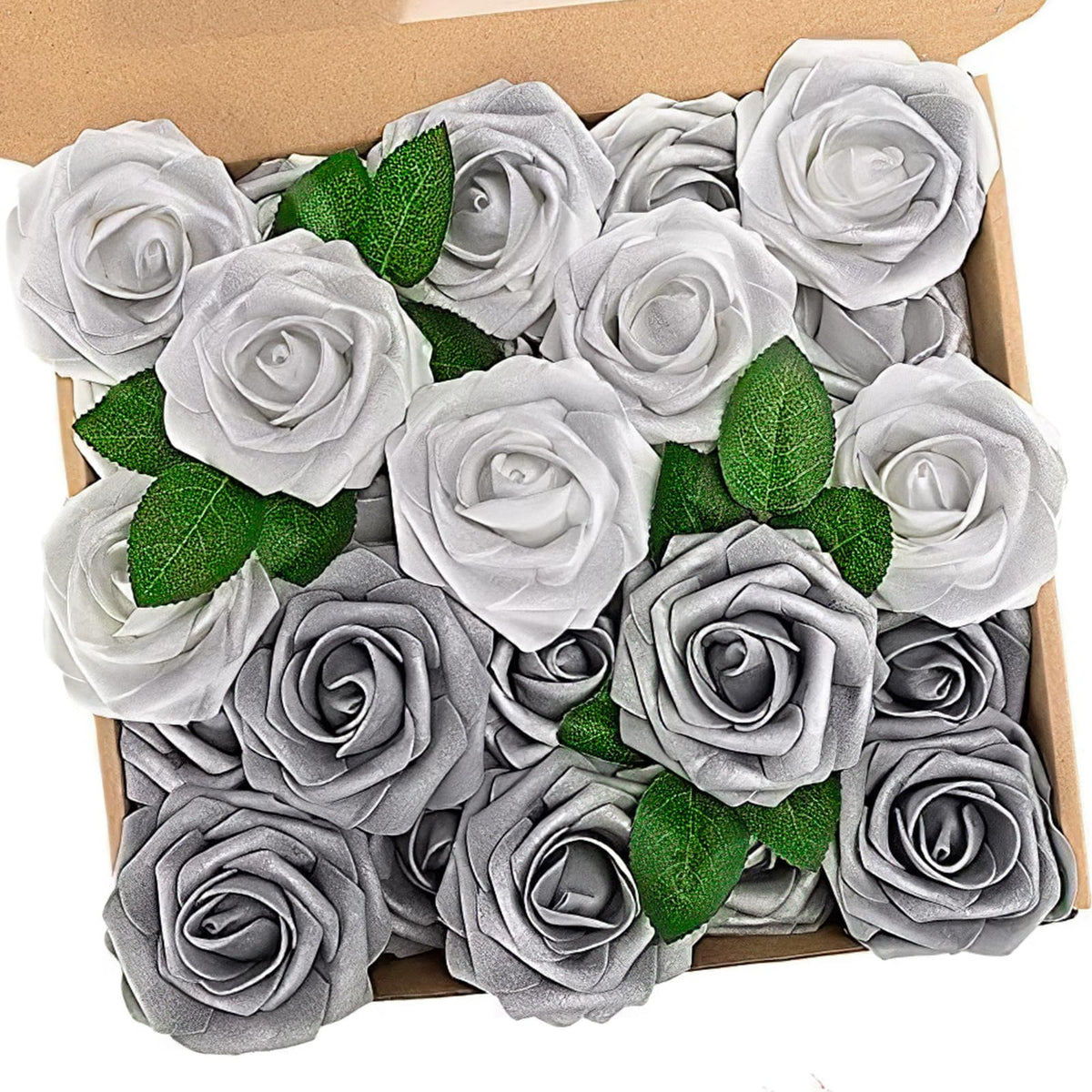 N&T NIETING Artificial Flowers 25Pcs Real Touch Fake Roses Foam Flowers with Stems for DIY Wedding Bridesmaid Bridal Bouquets Centerpieces Home Arrangement Party Tables Decoration,Series Purple