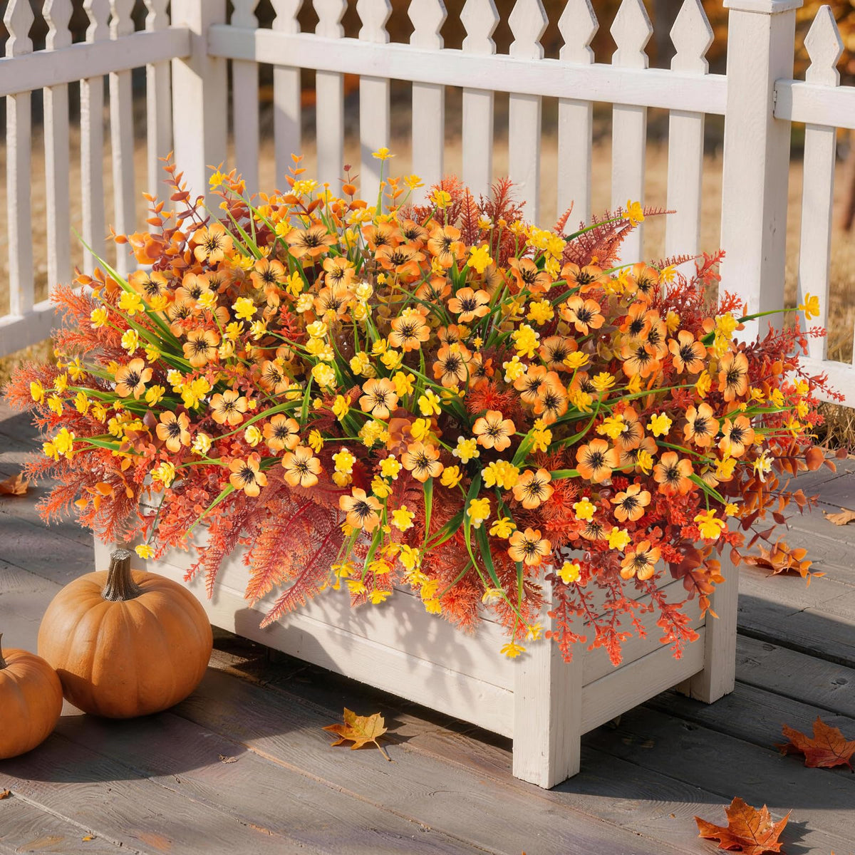 INQCMY Artificial Fake Fall Plants Flowers for Outdoor Outside Decoration