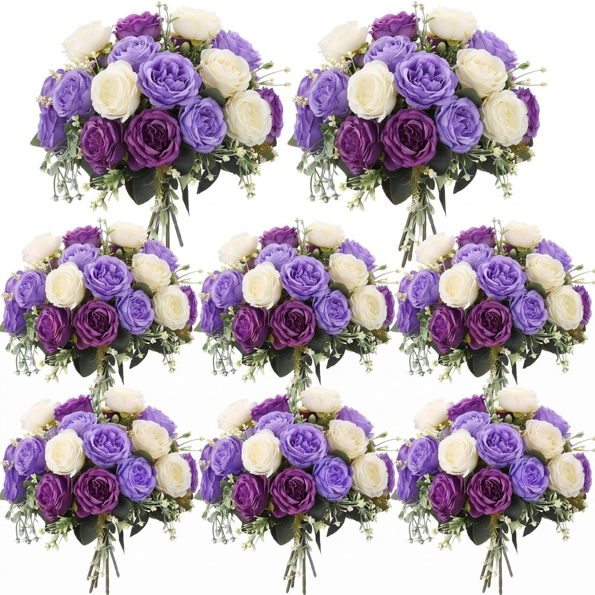 Geosar 8 Bundles Artificial Peonies Flowers,Pink, Champagne