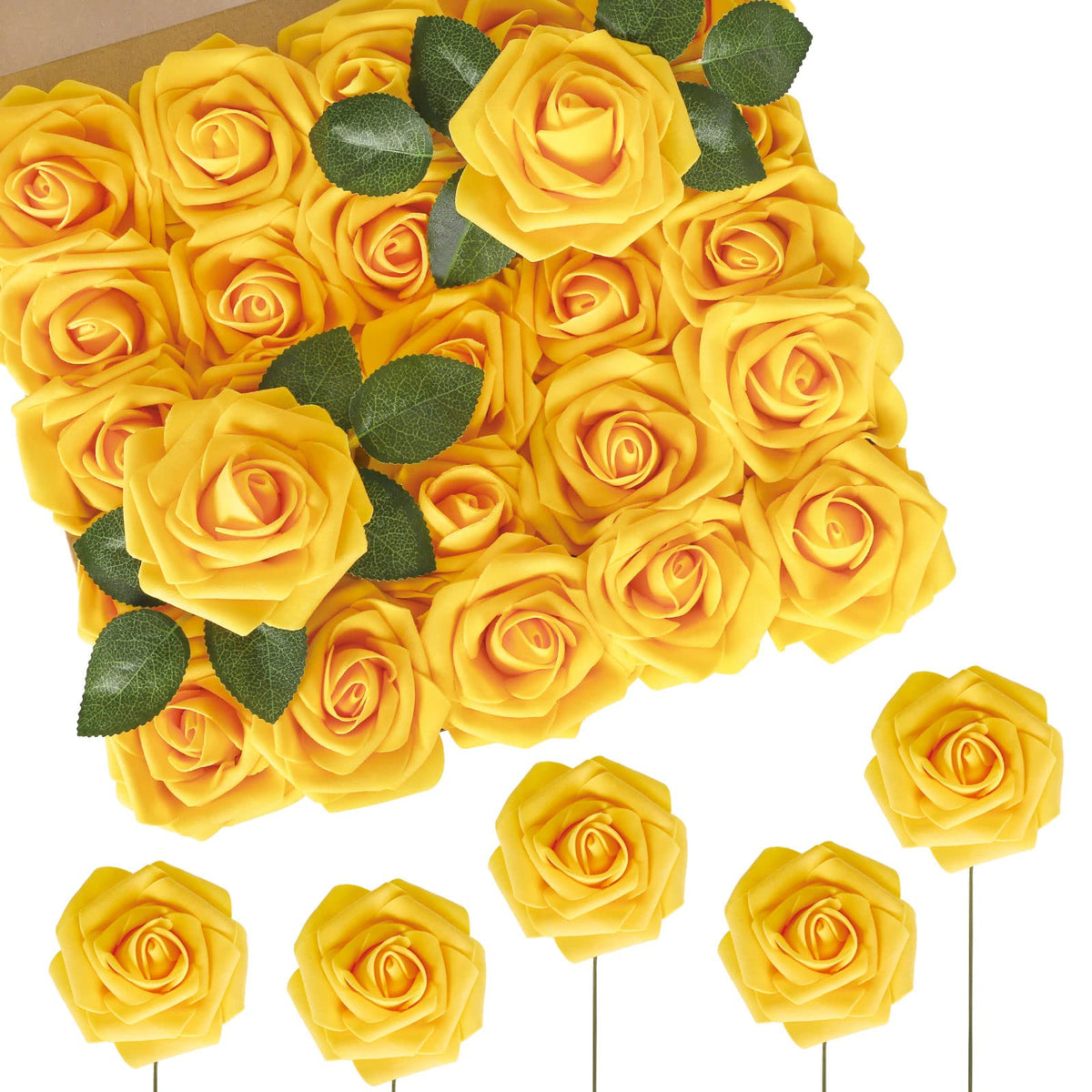 N&T NIETING Artificial Flowers 25Pcs Real Touch Fake Roses Foam Flowers with Stems for DIY Wedding Bridesmaid Bridal Bouquets Centerpieces Home Arrangement Party Tables Decoration,Series Purple