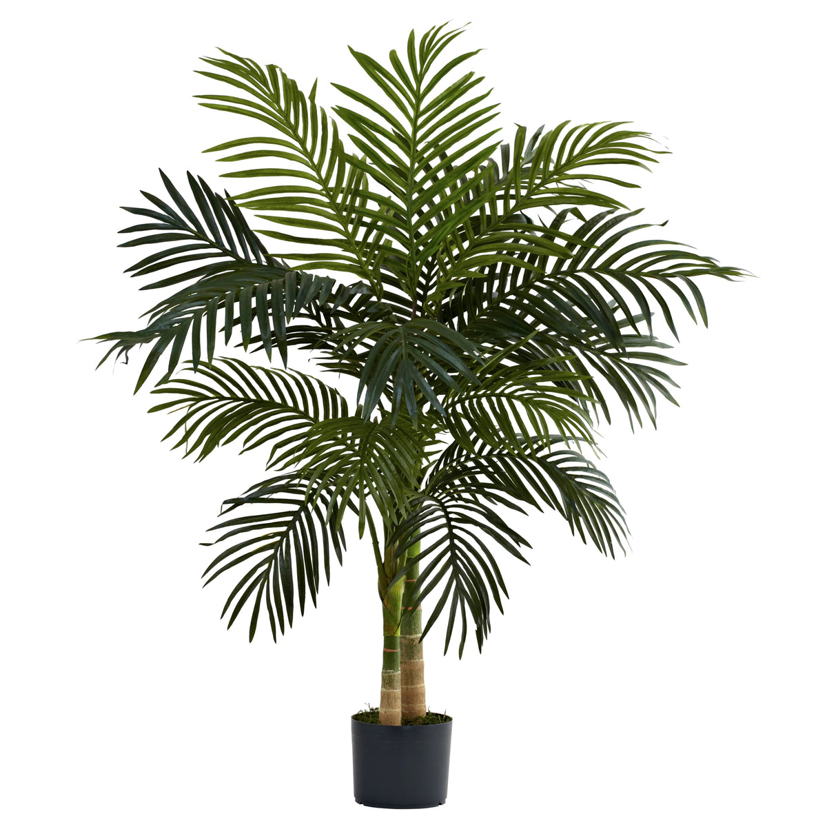 Nearly Natural 4 ft Artificial Golden Cane Palm Tree with Nursery Pot