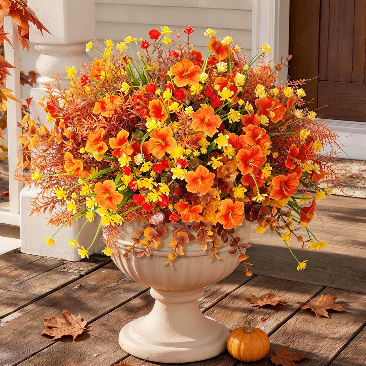 INQCMY Artificial Fake Fall Plants Flowers for Outdoor Outside Decoration