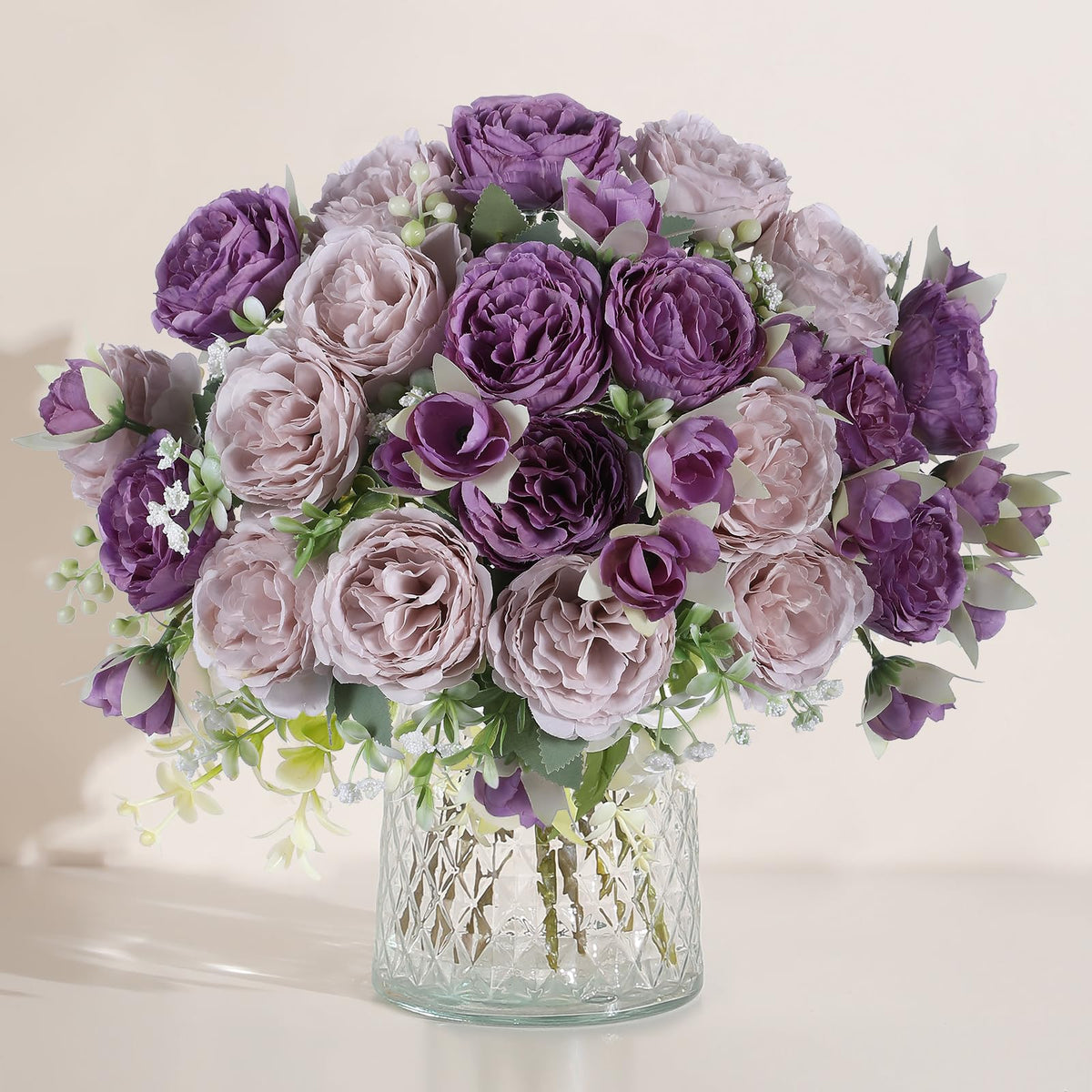 Luyue 2 Packs Pink Peonies Artificial Flowers Faux Peony Bouquet Fake Pink Flowers for Vase Silk Floral Arrangements for Table Centerpiece Wedding Decoration Indoor Home Decor
