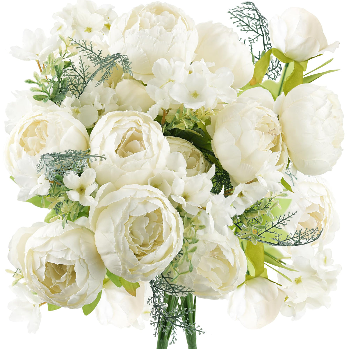 FiveSeasonStuff Artificial Peony Bouquet, Pink, Beige & Green Silk Flowers for Wedding Centerpieces, Bridal Bouquets & Home Decor – Spring Waltz