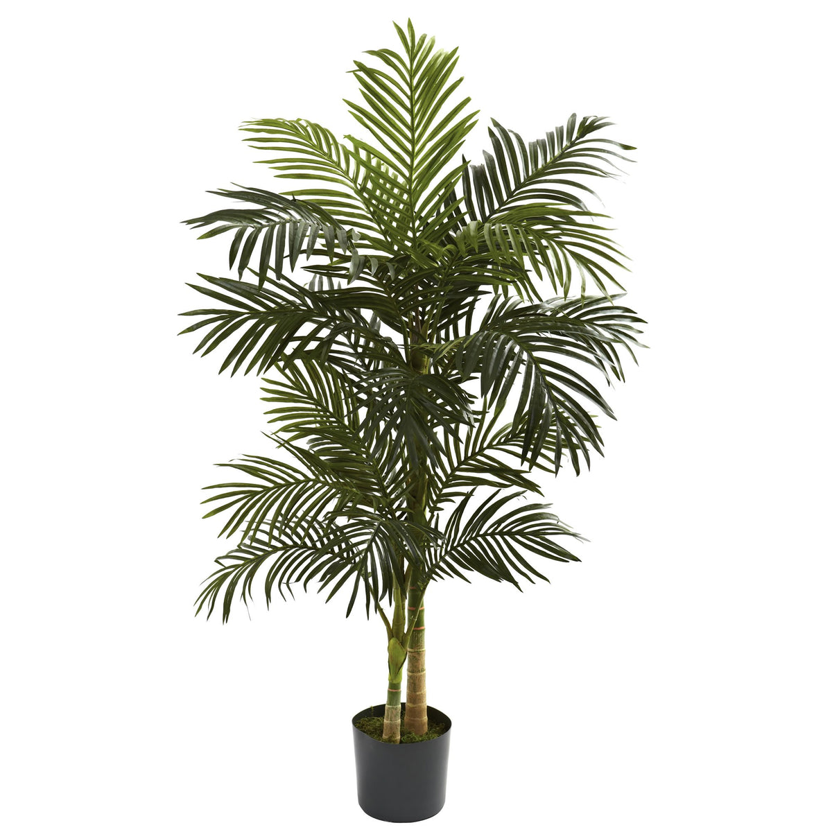 Nearly Natural 4 ft Artificial Golden Cane Palm Tree with Nursery Pot