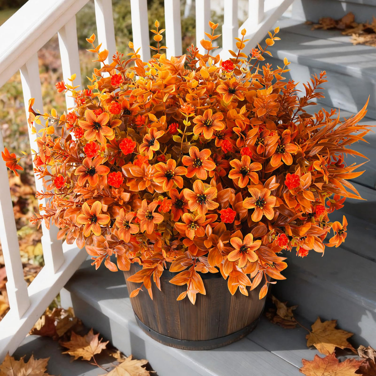 INQCMY Artificial Fake Fall Plants Flowers for Outdoor Outside Decoration