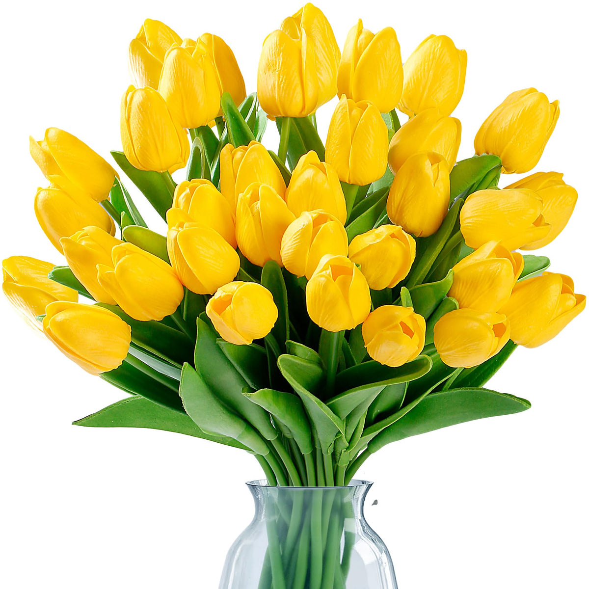 Sggvecsy 15 Pcs Fake Tulips Artificial Flowers Real Touch PU Faux Flowers Tulip Stems for Wedding Spring Bouquet Floral Arrangement Home Party Office Decorations for Mother's Day (Light Pink)