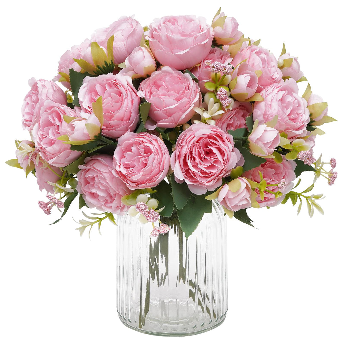 2 Packs Peonies Artificial Flowers, Light Pink Silk Artificial Peonies