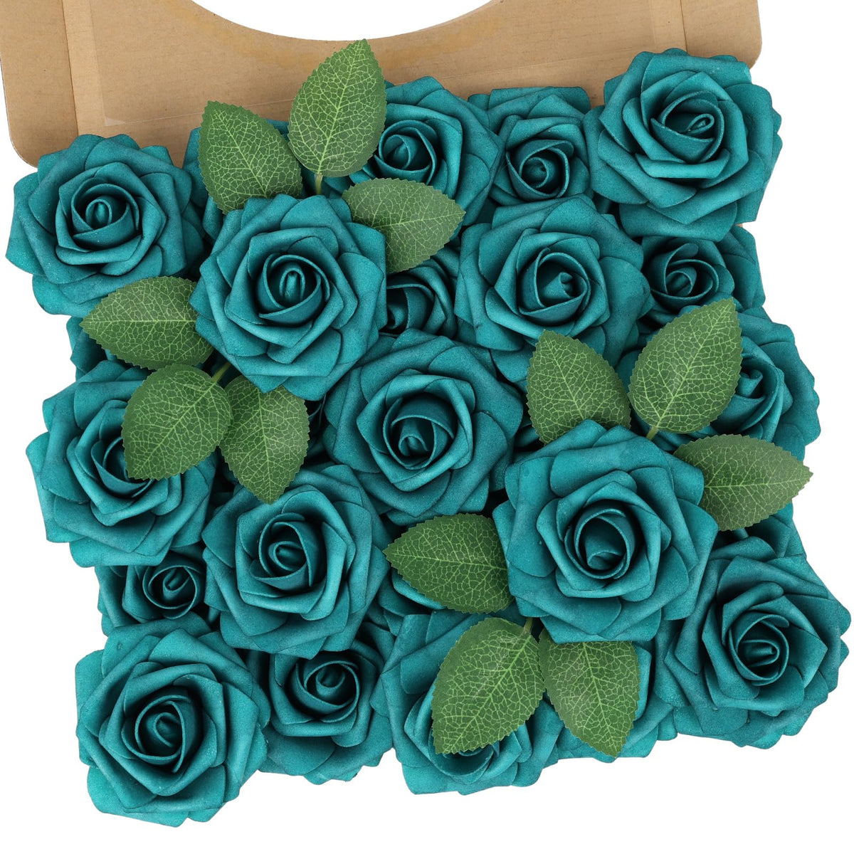 N&T NIETING Artificial Flowers 25Pcs Real Touch Fake Roses Foam Flowers with Stems for DIY Wedding Bridesmaid Bridal Bouquets Centerpieces Home Arrangement Party Tables Decoration,Series Purple