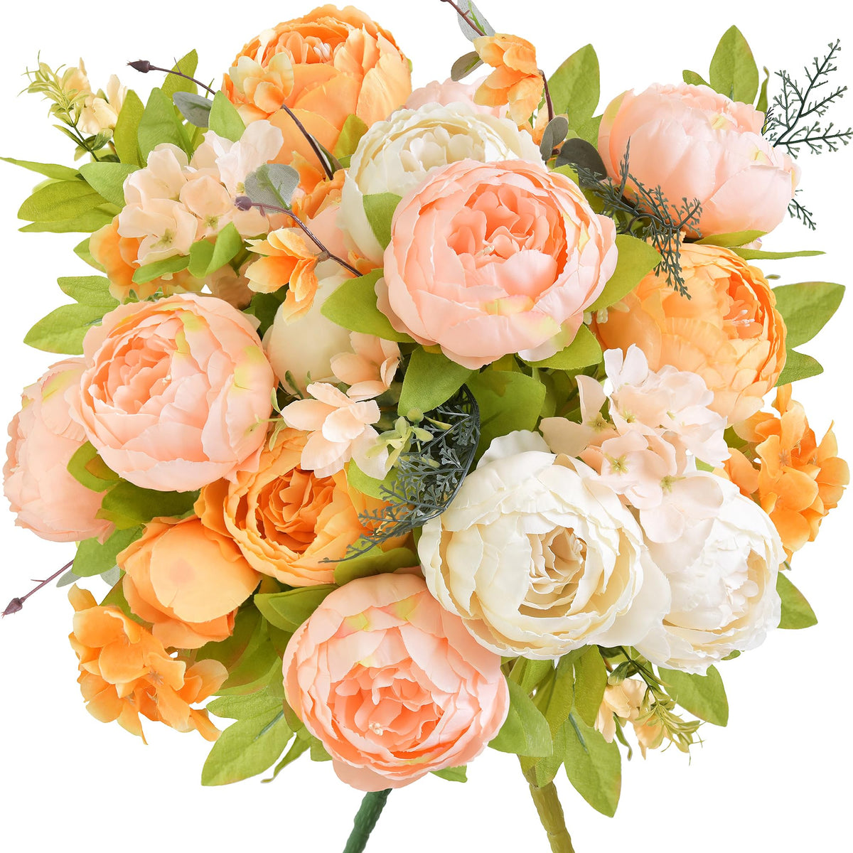 FiveSeasonStuff Artificial Peony Bouquet, Pink, Beige & Green Silk Flowers for Wedding Centerpieces, Bridal Bouquets & Home Decor – Spring Waltz