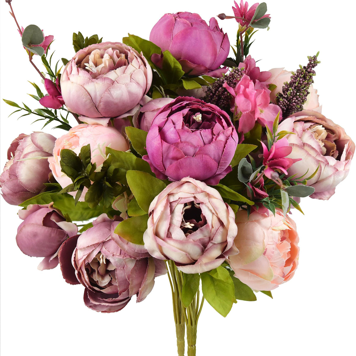 FiveSeasonStuff Artificial Peony Bouquet, Pink, Beige & Green Silk Flowers for Wedding Centerpieces, Bridal Bouquets & Home Decor – Spring Waltz