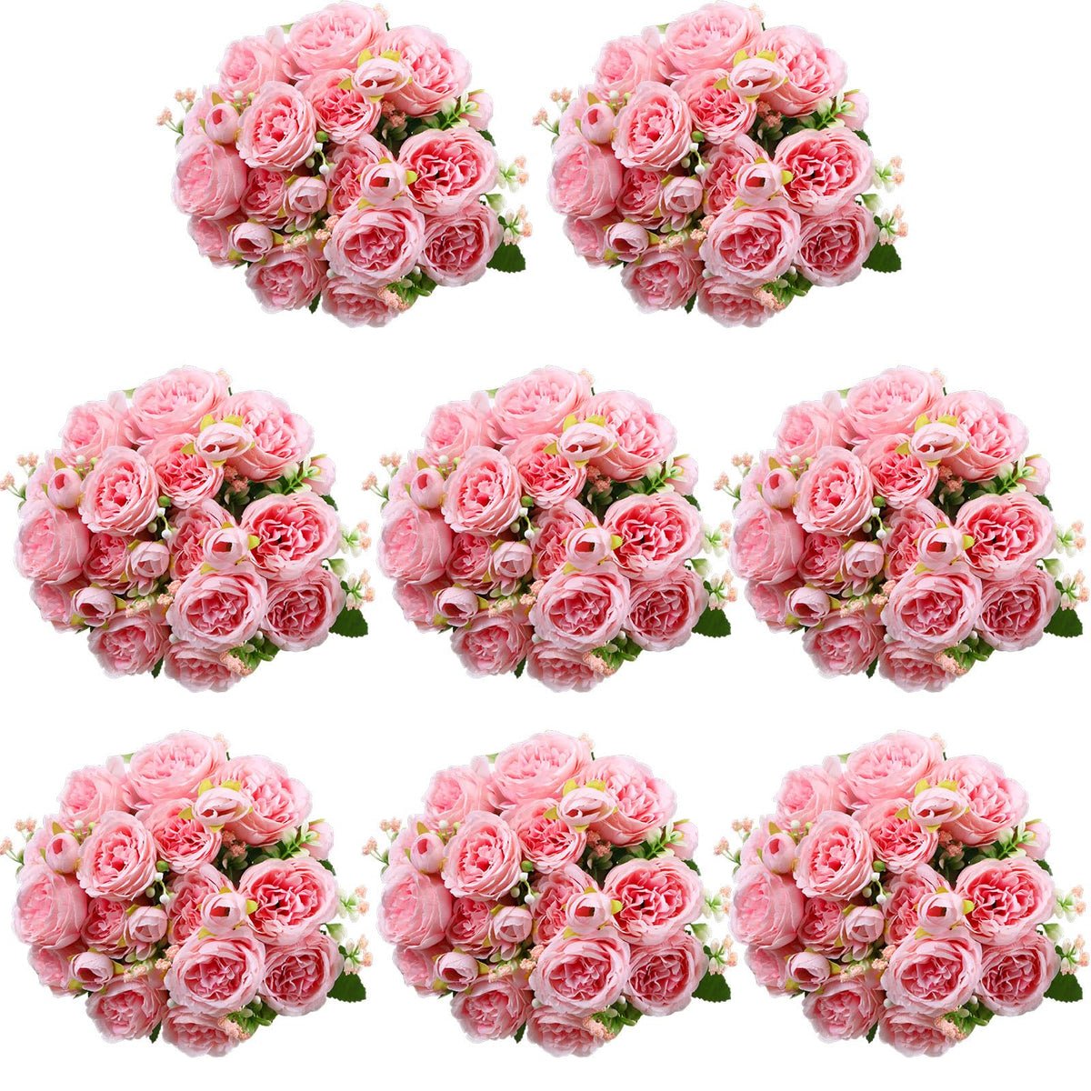 Geosar 8 Bundles Artificial Peonies Flowers,Pink, Champagne