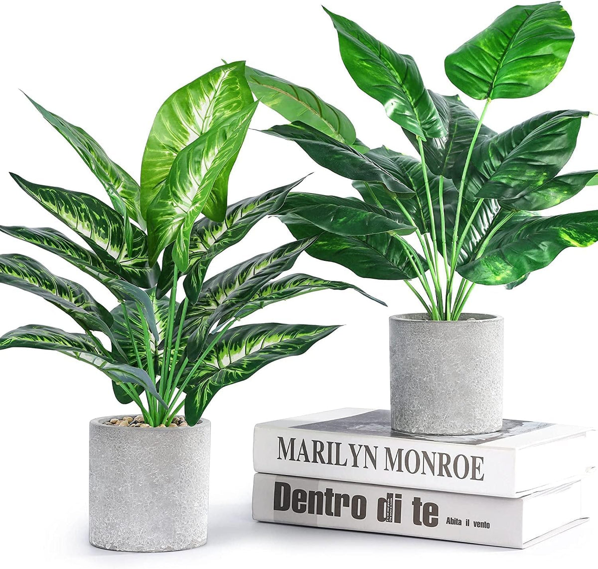 JC nateva 16 Inch Fake Plant, Tropical Potted Plant for Desk & Shelf Decor