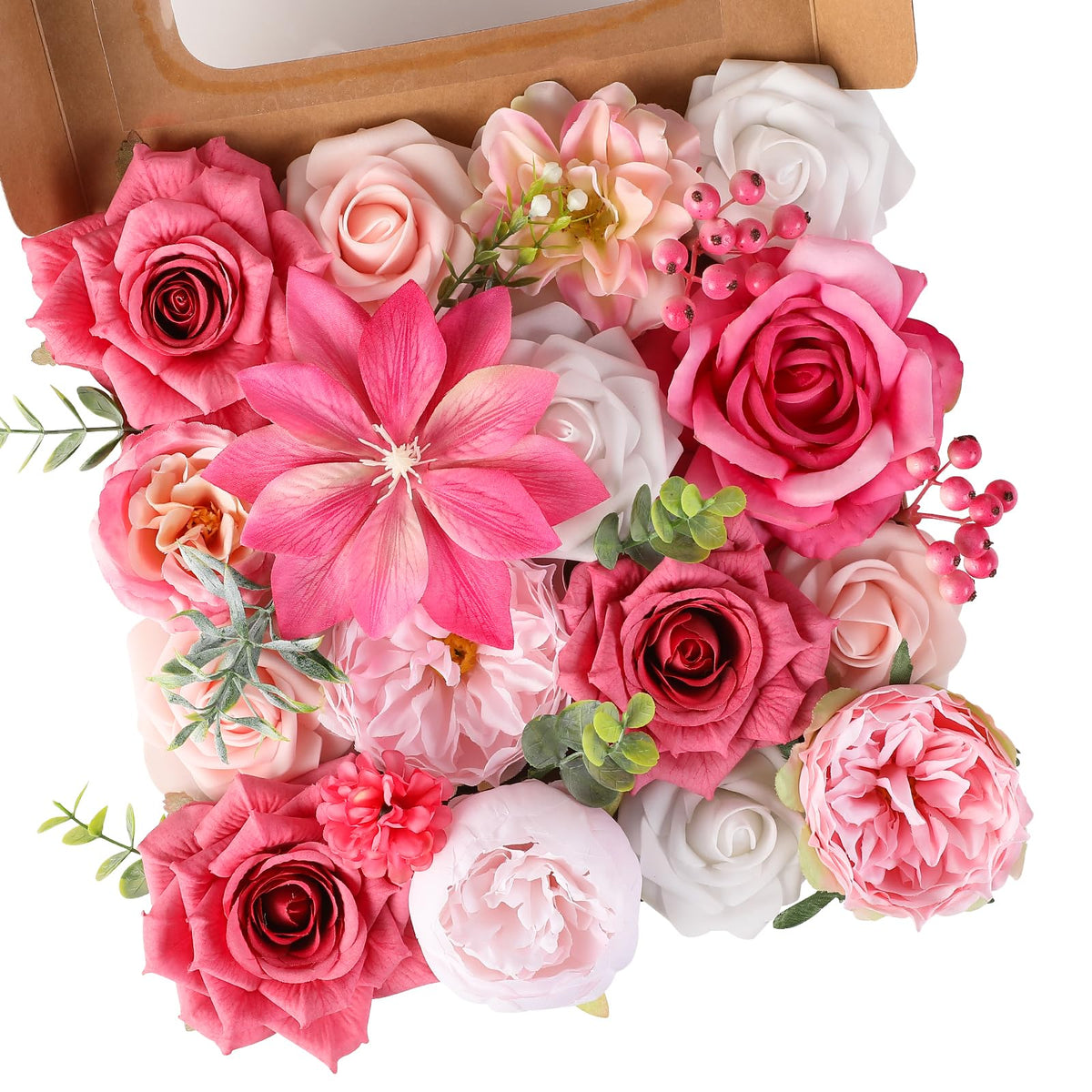 Floweroyal Artificial Flowers Combo Purple Flowers Mix Silk Flowers Dahlia Roses with Stems for DIY Wedding Bridal Bouquets, Baby Shower, Floral Arrangement, Table Centerpieces, Home Decorations.