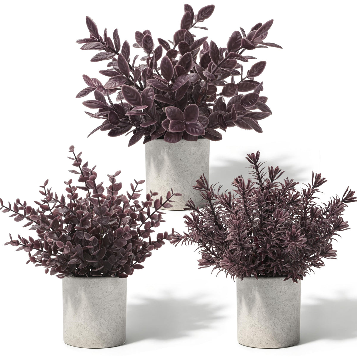 Der Rose 3 Pack Fake Plants Mini Faux Plants for Shelf Classroom Decor