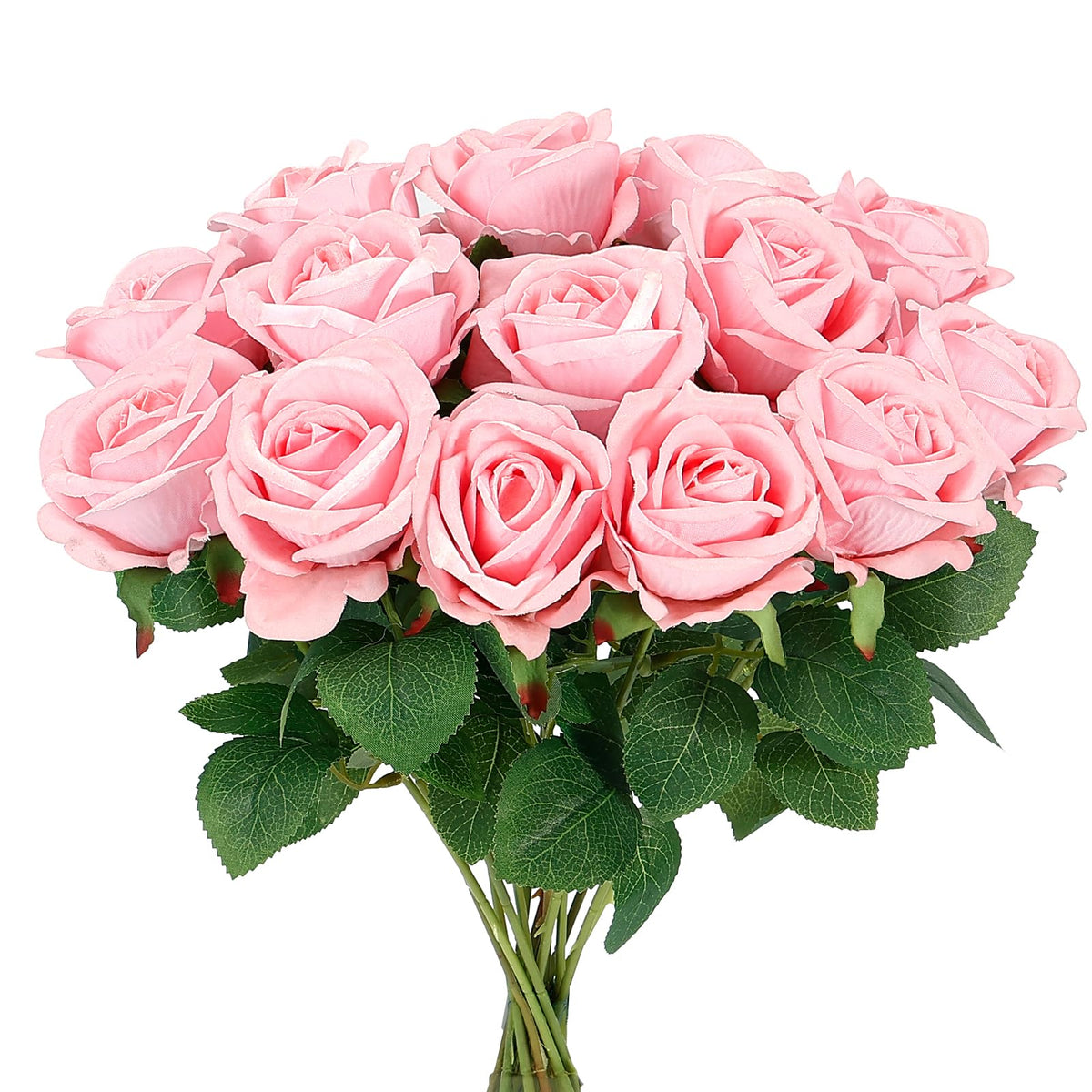 Auihiay 14PCS Red Roses Artificial Flowers, Fake Red Roses Bouquet