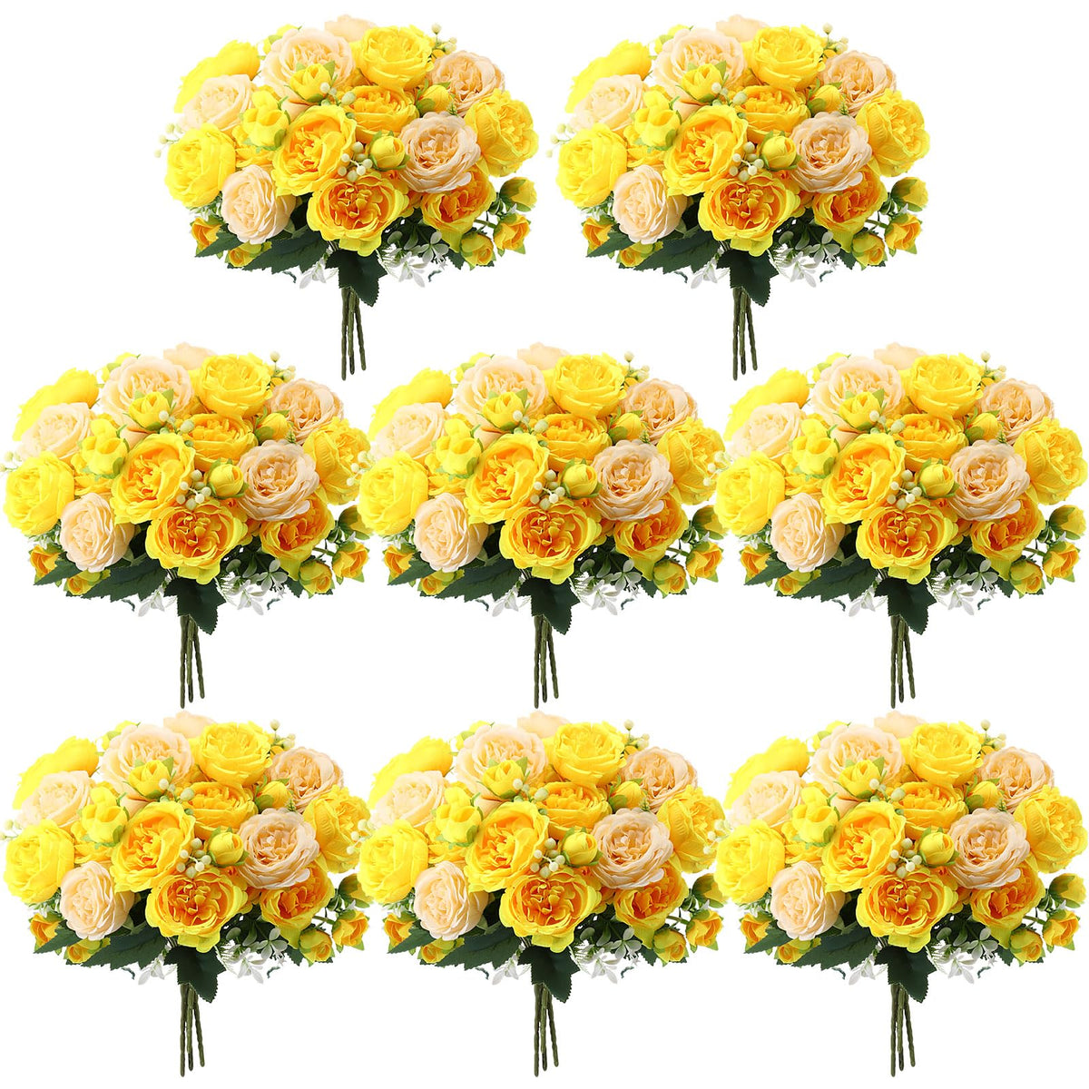 Geosar 8 Bundles Artificial Peonies Flowers,Pink, Champagne