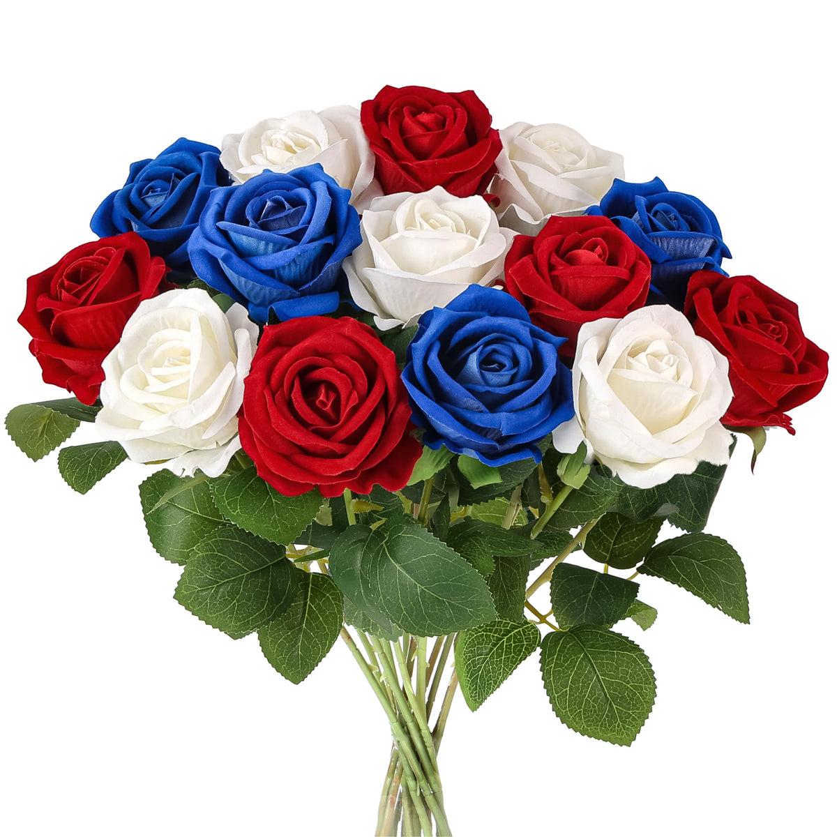 Auihiay 14PCS Red Roses Artificial Flowers, Fake Red Roses Bouquet