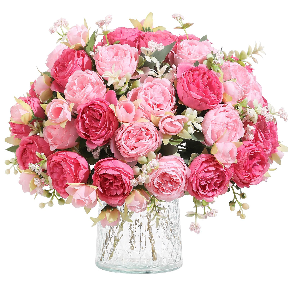 Luyue 2 Packs Pink Peonies Artificial Flowers Faux Peony Bouquet Fake Pink Flowers for Vase Silk Floral Arrangements for Table Centerpiece Wedding Decoration Indoor Home Decor