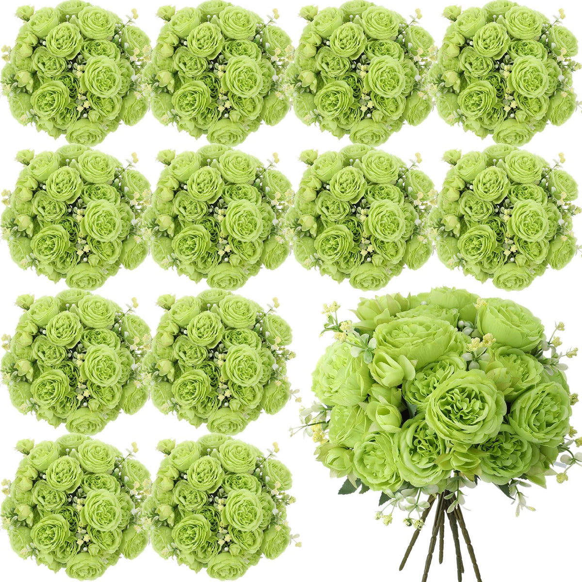 Geosar 8 Bundles Artificial Peonies Flowers,Pink, Champagne