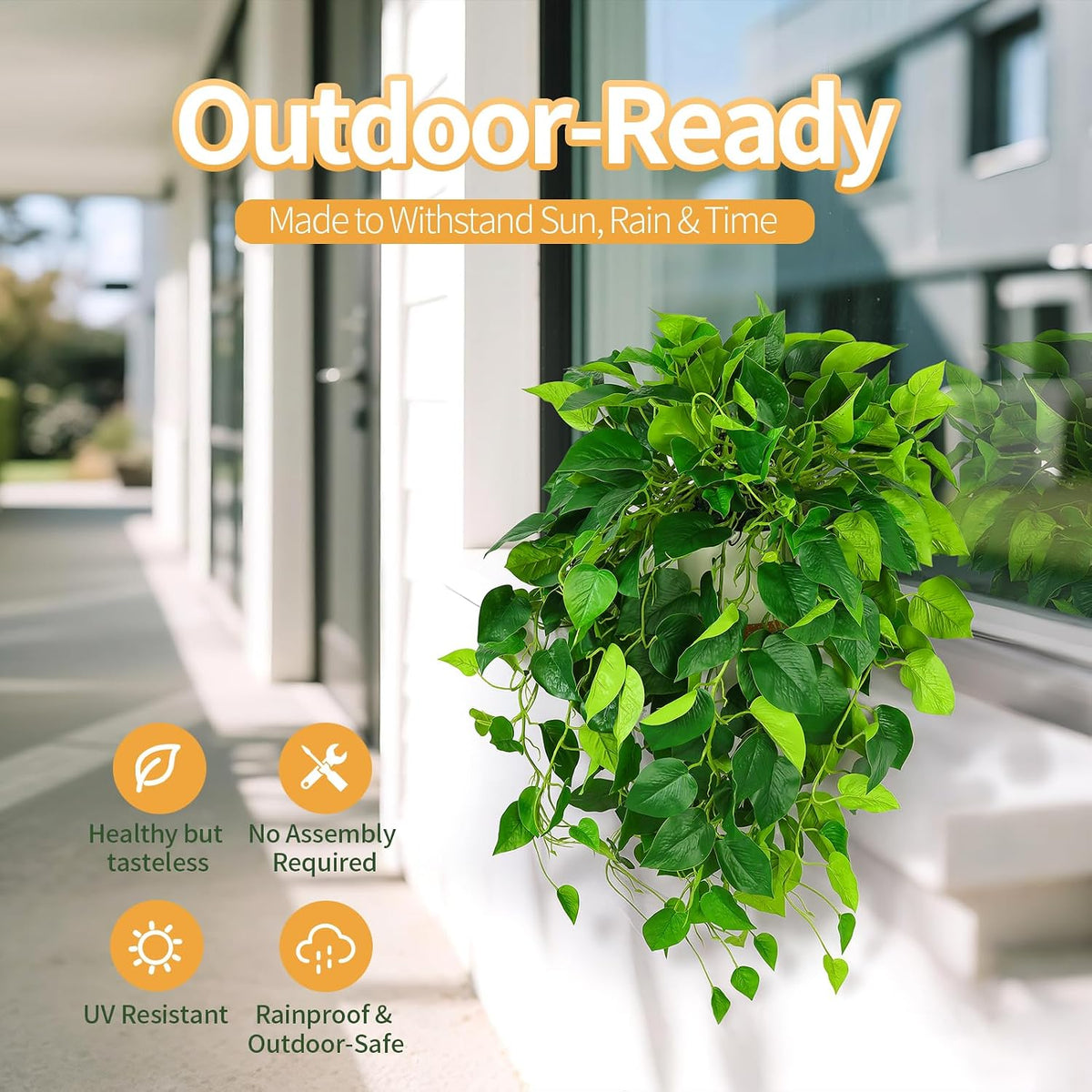 Hanging Plant Artificial Ivy – 40" Fake Potted Plants with Pot, 2PCS Trailing Greenery Vines for Indoor Shelf, Bedroom, Living Room, Bathroom, Office, or Outdoor Porch Decoration