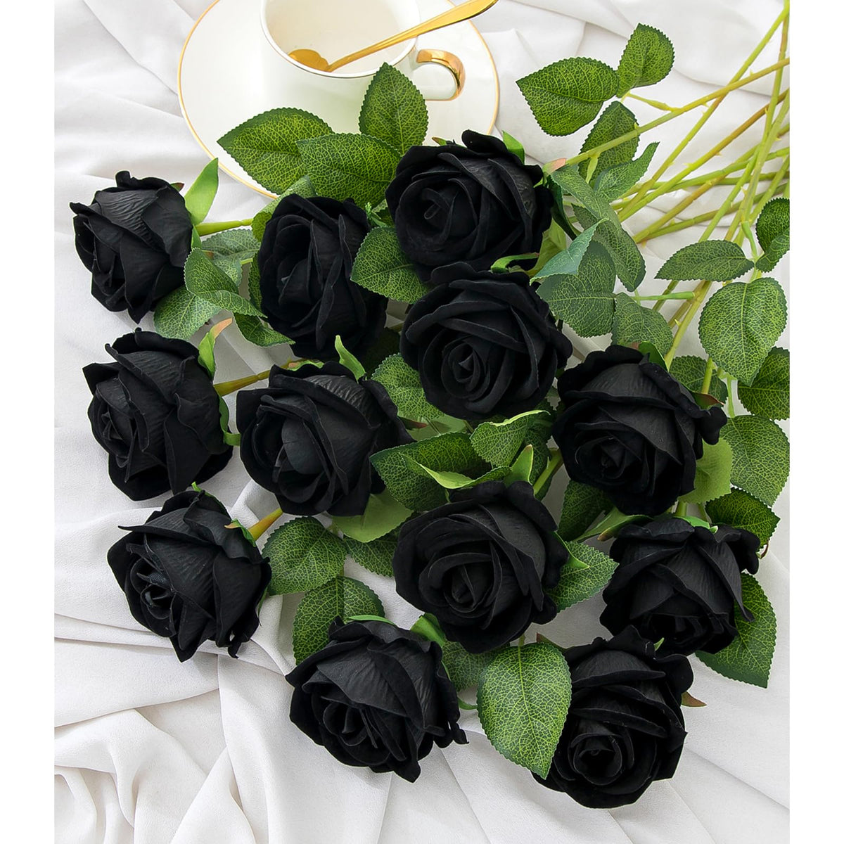 Hawesome 12PCS Artificial Flowers Fake Roses, Realistic Velvet Long Stem Red Roses Bouquet for Wedding Centerpiece Home Decor Party & Valentines (Wine)