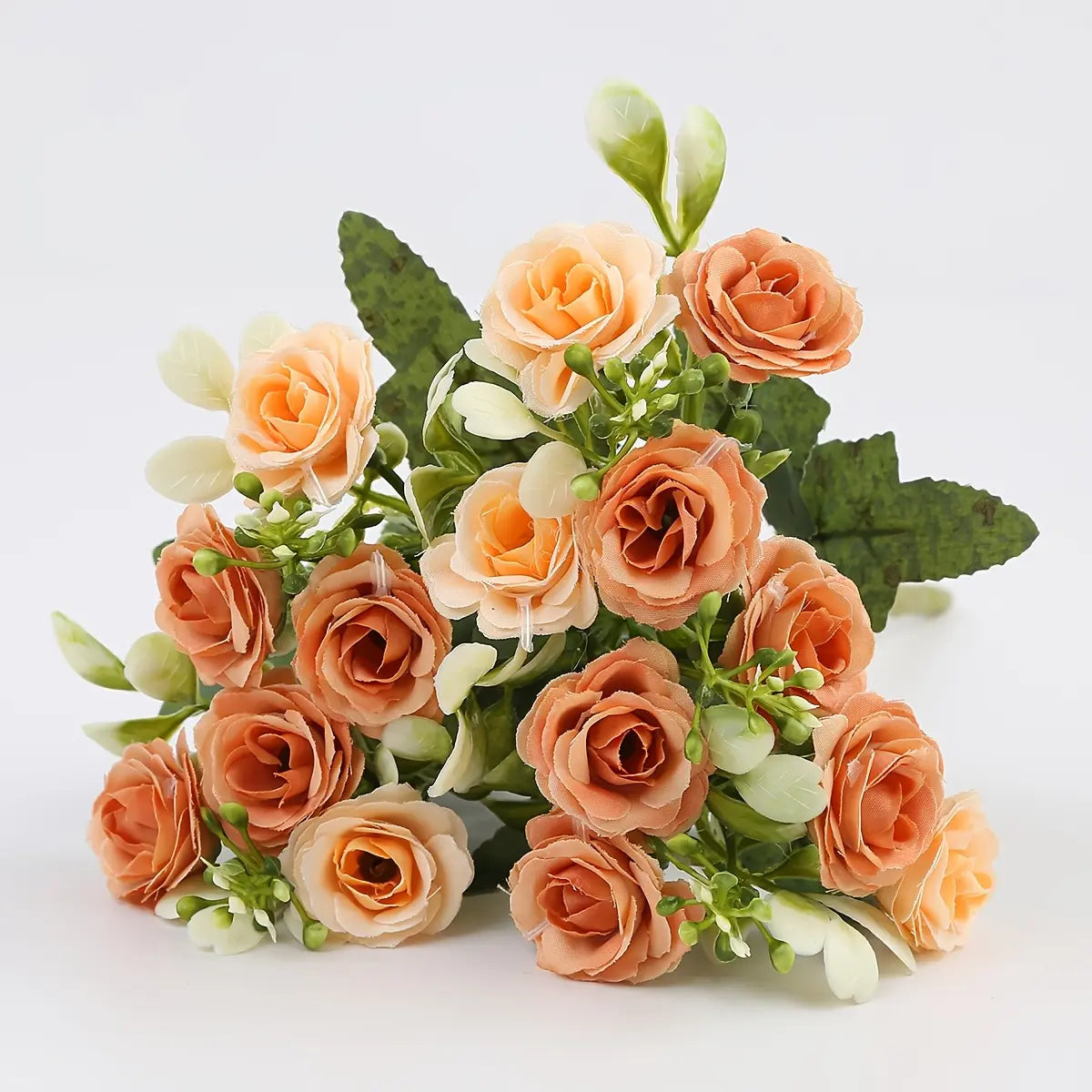 4pc Artificial Mini Rose Bouquet - Vibrant, Lifelike Artificial Flower, Realistic Faux Flowers with Lush Greenery for Home, Garden, Weddings & Special Events - Perfect for Valentine's, Thanksgiving, Mother's Day Decor