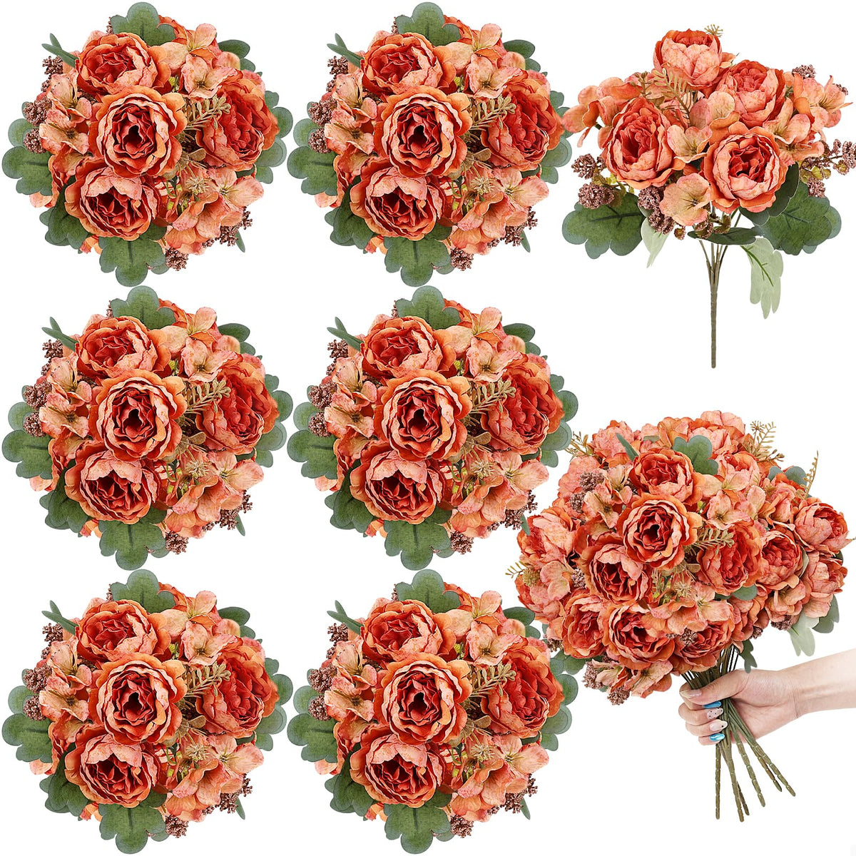 6 Bundles Champagne Peonies Artificial Flowers for DIY