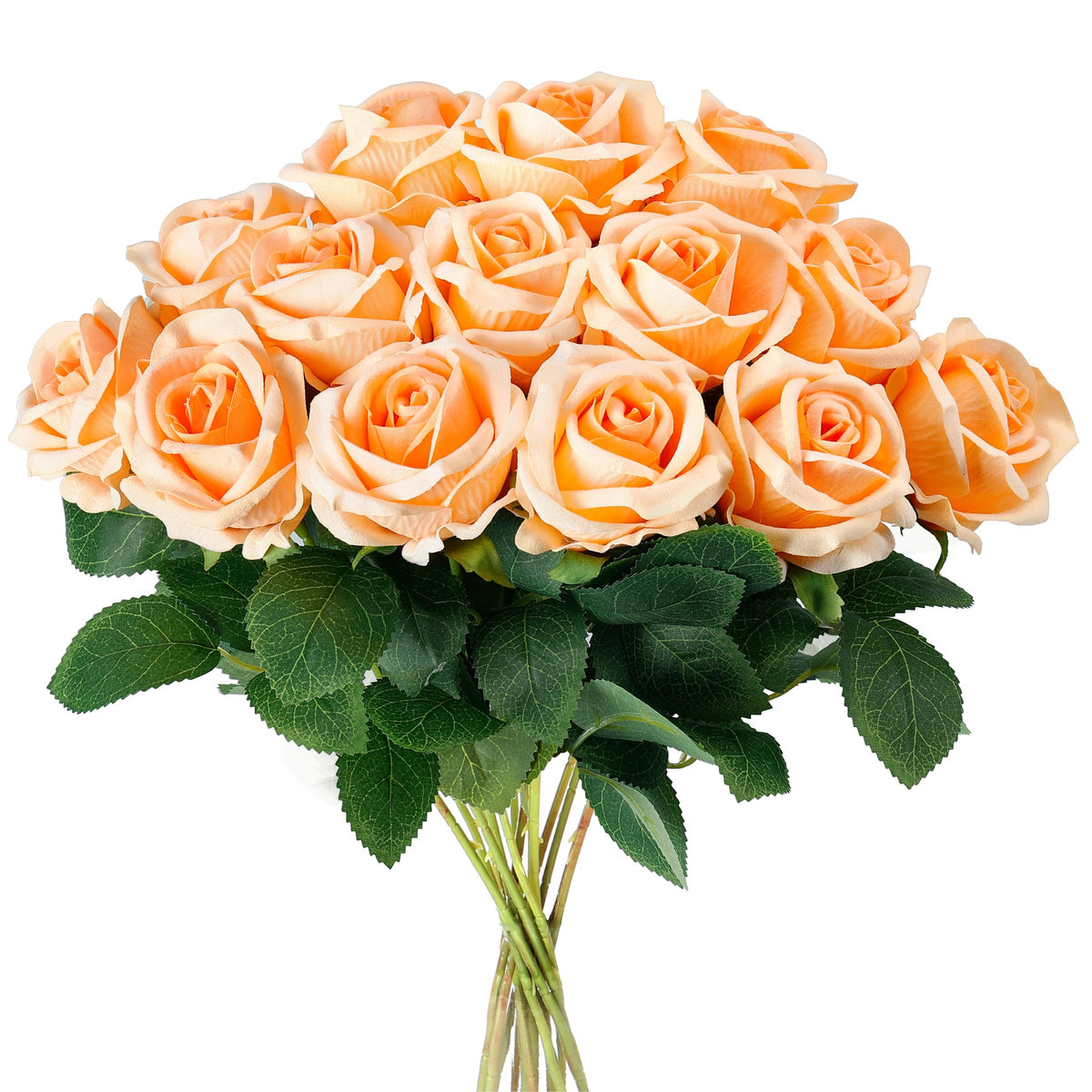 Auihiay 14PCS Red Roses Artificial Flowers, Fake Red Roses Bouquet