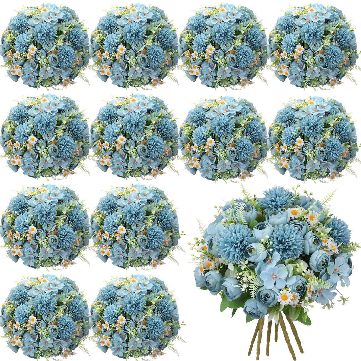 Tigeen 12 Bundles Peonies Artificial Flowers Faux Roses, Pink