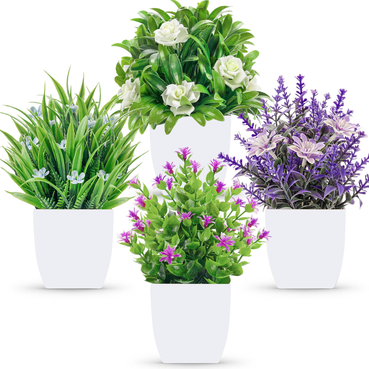 Der Rose 2 Pack Fake Plants Small Plants for Bathroom Office Decor