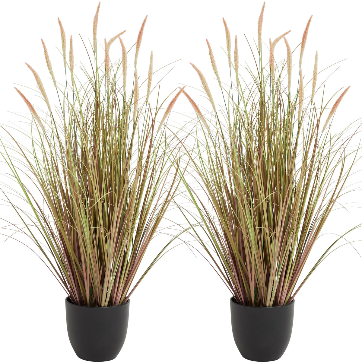 KOL 3ft 2-Pack Artificial Cattail Reed Grass, 35in Indoor Fake Onion Grass