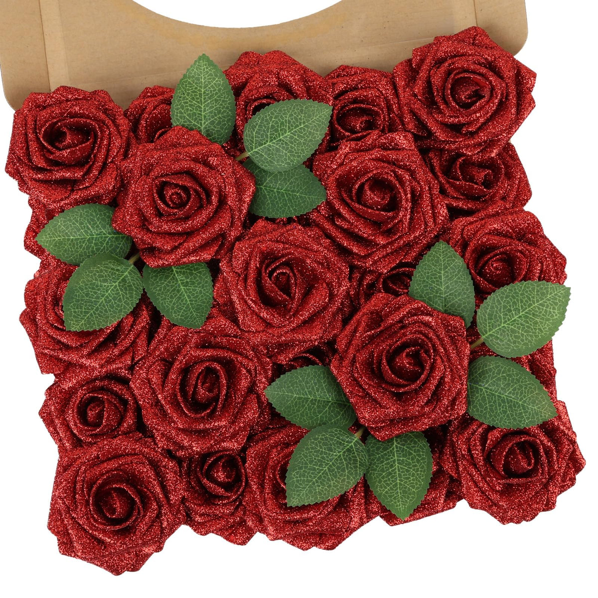 N&T NIETING Artificial Flowers 25Pcs Real Touch Fake Roses Foam Flowers with Stems for DIY Wedding Bridesmaid Bridal Bouquets Centerpieces Home Arrangement Party Tables Decoration,Series Purple