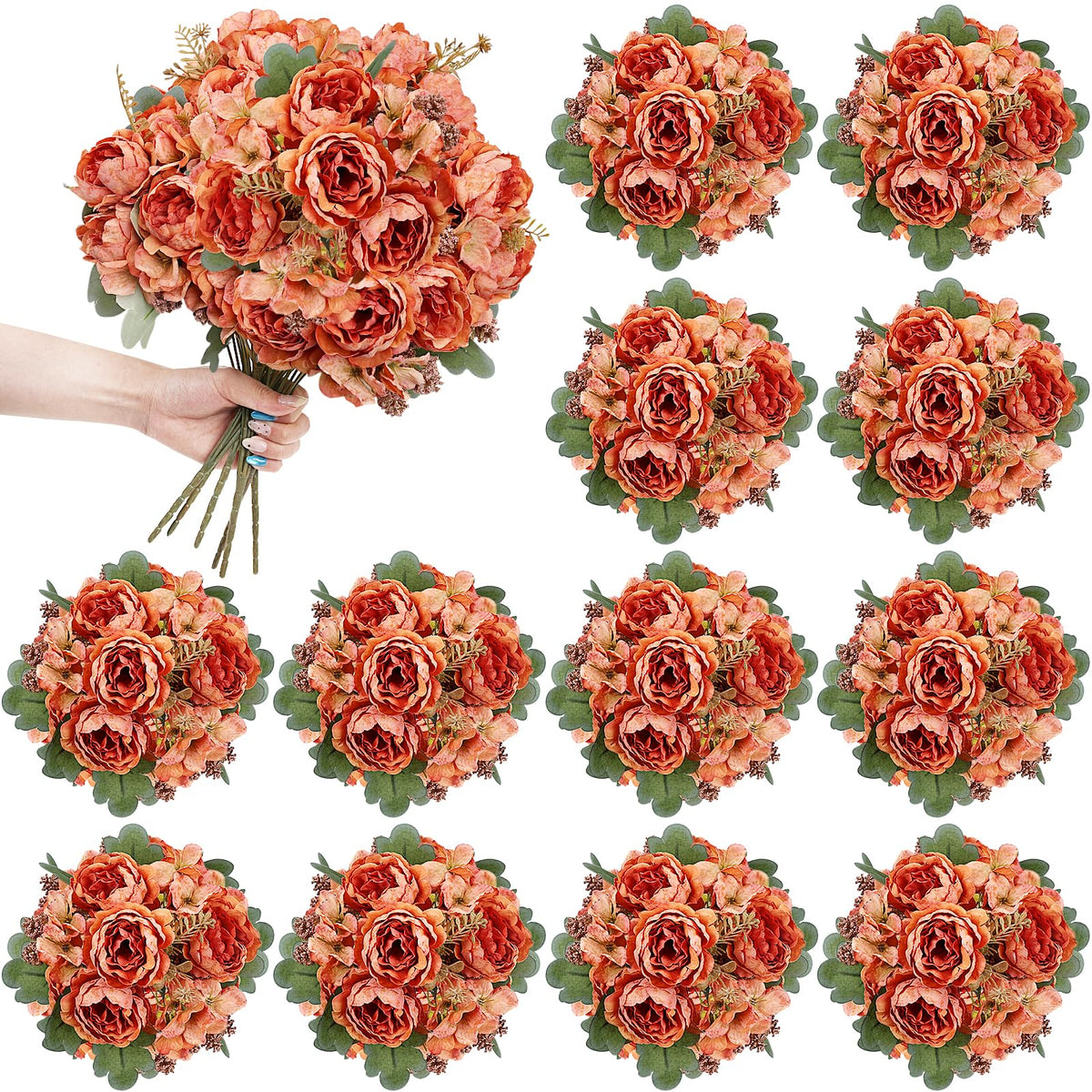 6 Bundles Champagne Peonies Artificial Flowers for DIY