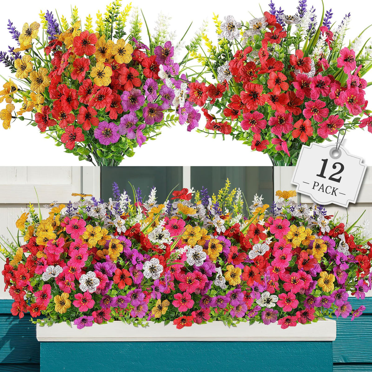AGIRL Artificial Flowers Outdoor UV Resistant Fake Plant Garden Patio Decor