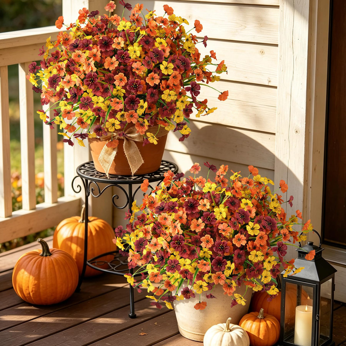 INQCMY Artificial Fake Fall Plants Flowers for Outdoor Outside Decoration