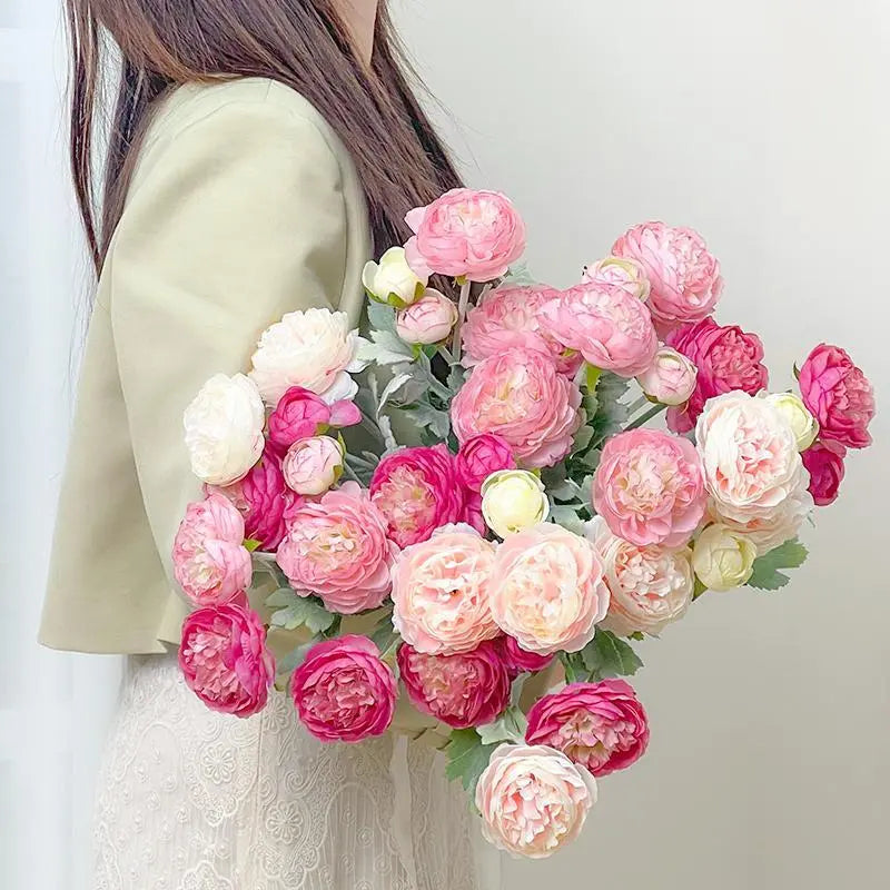 Peony Bouquet —20 Stems (≈60 Heads), 50 cm, Bendable Stems for Wedding & Home Décor ，Anniversary decoration gift, artificial flowers,fake flowers,, living room decoration, wedding decorations, bridal bouquet,fruit,plants,ornaments